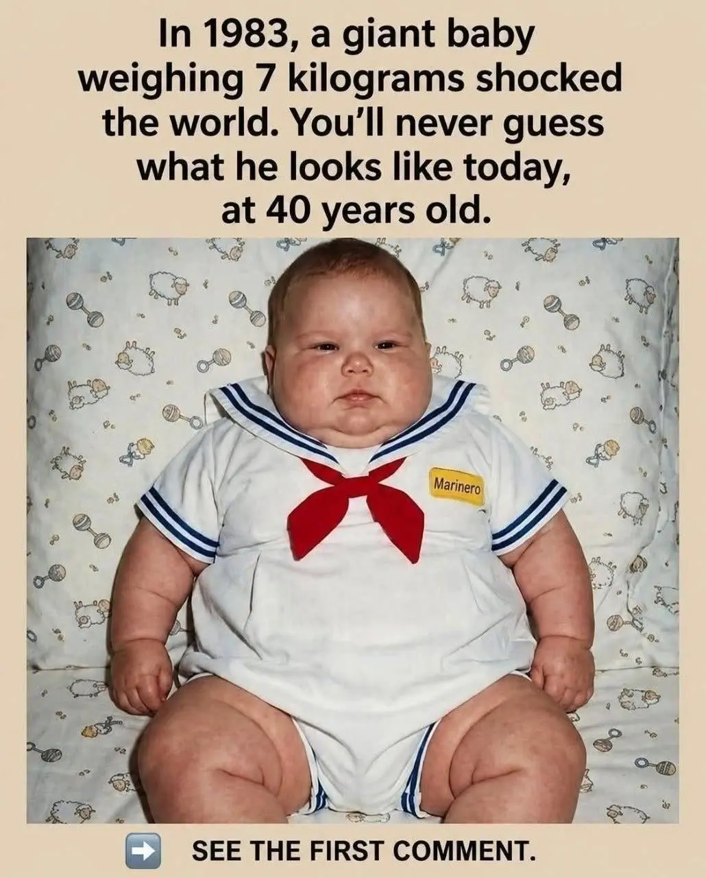 A tall, healthy man representing the successful adult growth of a large newborn