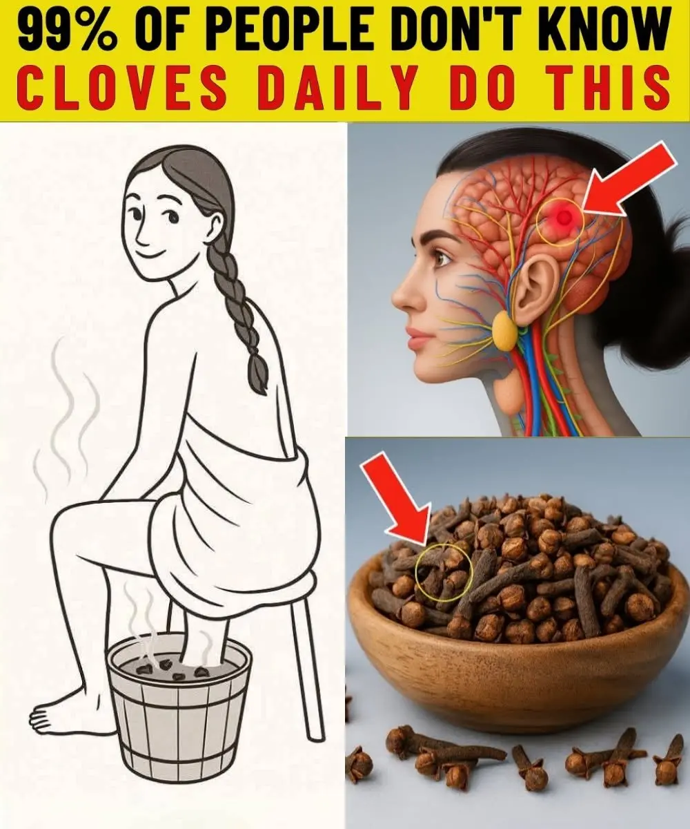 A cup of warm clove tea garnished with a cinnamon stick and whole cloves.