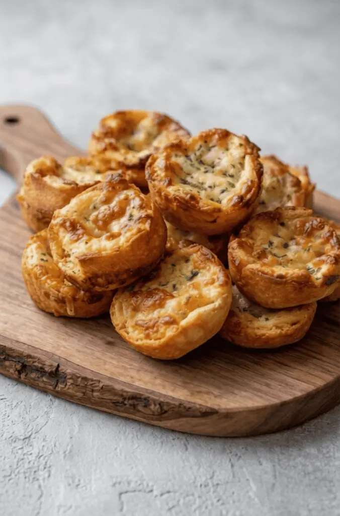 Finished sandwich crust garlic rolls stacked in a bowl ready for serving