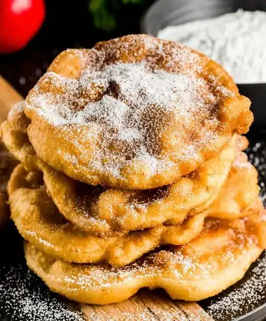 Freshly fried apple hand pies on a cooling rack